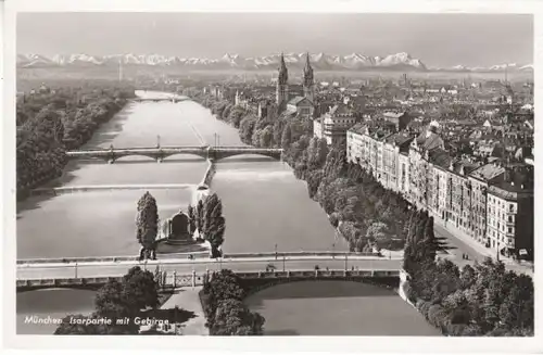 München Isar-Partie mit Alpen gl1951 B7207