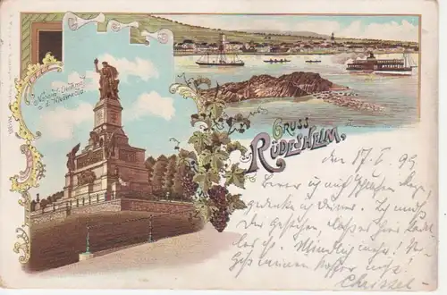 Rüdesheim Litho Denkmal Panorama gl1899 95.207