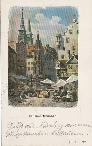 Nürnberg Marktplatz Schöner Brunnen gl1899 124.434