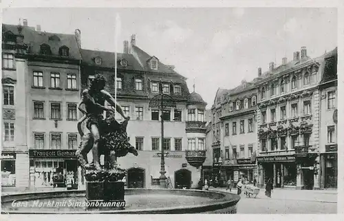 Gera Markt mit Simsonbrunnen gl1940 125.274