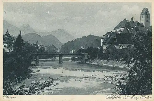 Füssen Lechbrücke u. St. Mang-Kloster glca.1930 123.336