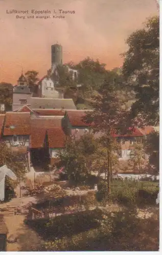 Eppstein i.T. Burg u. evangelische Kirche gl1911 95.222