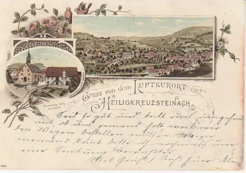 Heiligkreuzsteinach Litho Gasthaus Totale gl1896 92.988