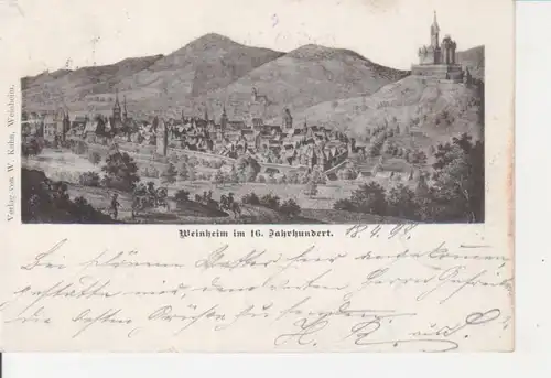 Weinheim Panorama aus dem 16. Jahrhundert gl1897 93.094