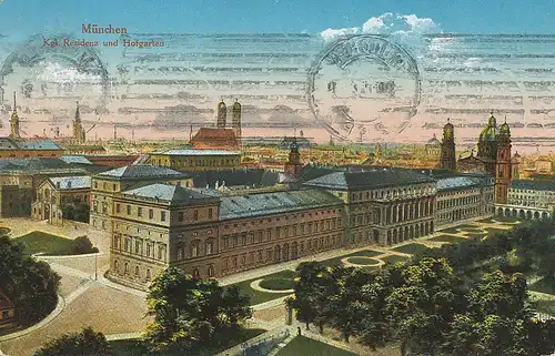 München Residenz und Hofgarten gl1917 123.788