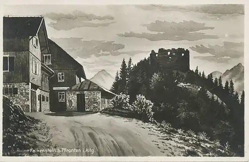 Pfronten Burg-Hotel Falkenstein m. Ruine gl1940 123.600