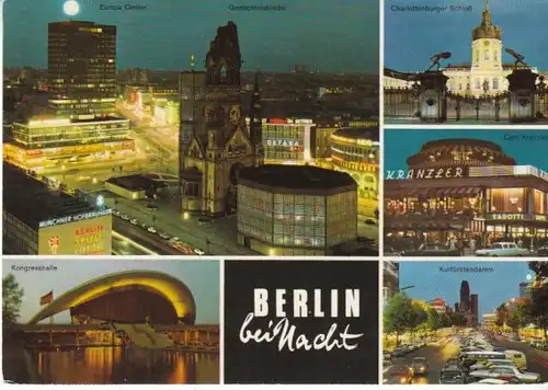 Berlin bei Nacht Mehrbildkarte gl1970 B5278