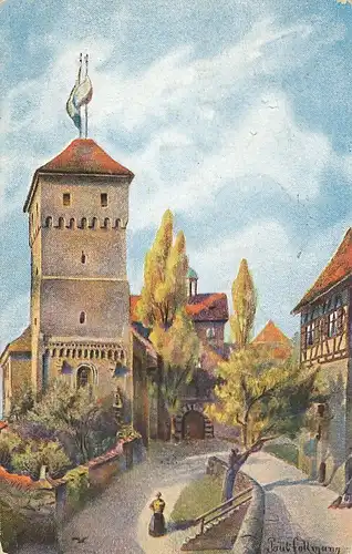 Nürnberg Heidenturm Künstlerkarte gl1928 124.696