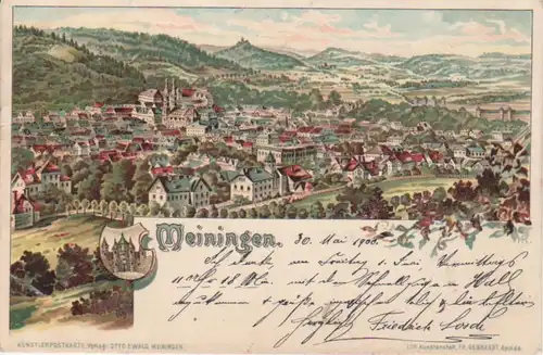 Meiningen i. Thür. Litho Panorama gl1900 96.240