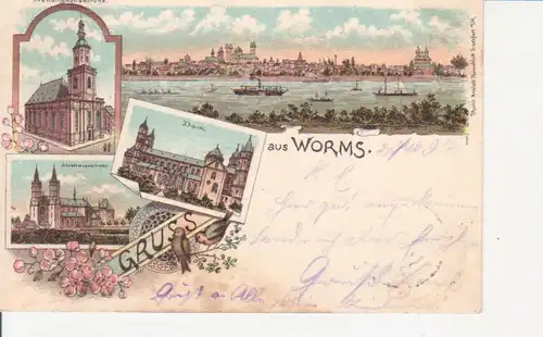 Worms Litho Dom Kirchen Panorama gl1897 94.753