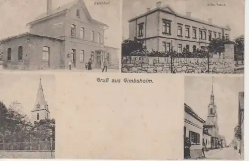 Gimbsheim Bahnhof Schulhaus Straßenpartie ngl 94.823