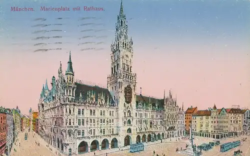 München Marienplatz mit Rathaus gl1927 123.885