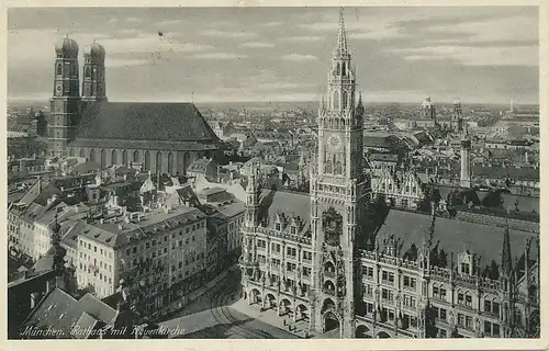 München Rathaus Frauenkirche Panorama gl1938 123.895