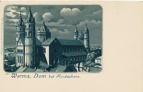 Worms am Rhein Dom bei Mondschein ngl 130.891