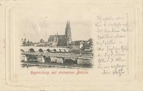 Regensburg mit steinerner Brücke gl1902 120.592