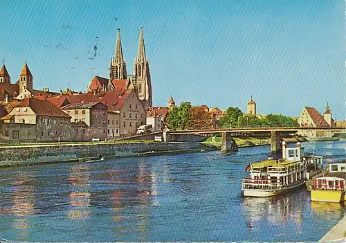 Regensburg Donaupartie Blick zum Dom gl1968 120.609