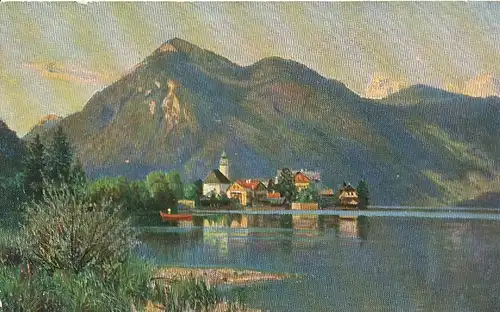 Walchensee mit Dorf gl1906 120.034