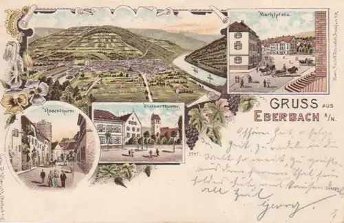 Eberbach Litho Markt Partien Panorama gl1901 93.071