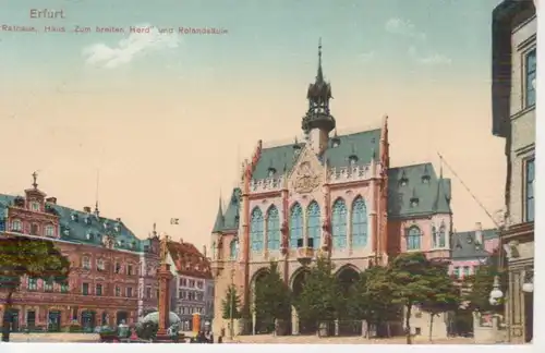 Erfurt Rathaus und Rolandsäule ngl 95.914