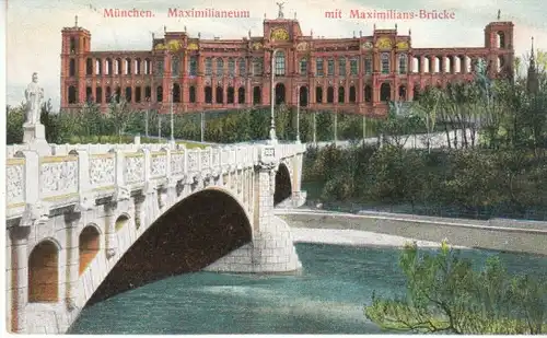 München Maximilianeum Maximiliansbrücke gl1910 B7697