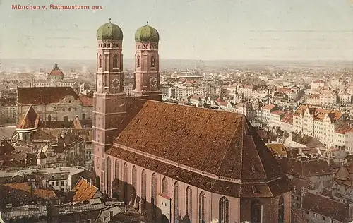 München Frauenkirche und Stadtpanorama gl1909 124.134