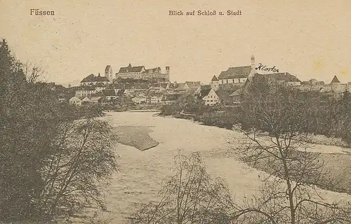 Füssen Blick auf Schloss und Stadt gl1930 123.342