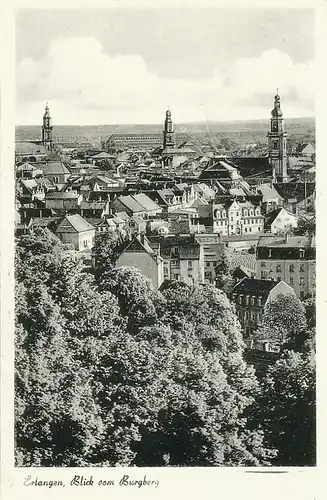 Erlangen Blick vom Burgberg Panorama gl1955 120.903