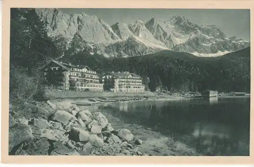 Hotel & Pension Eibsee gegen Zugspitze ngl B7366