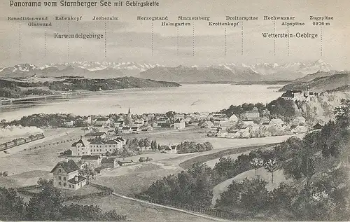 Starnberger See Panorama mit Gebirgskette ngl 120.176