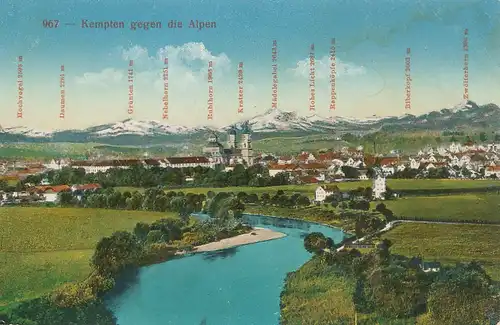 Kempten Panorama mit Alpen feldpgl1918? 123.472