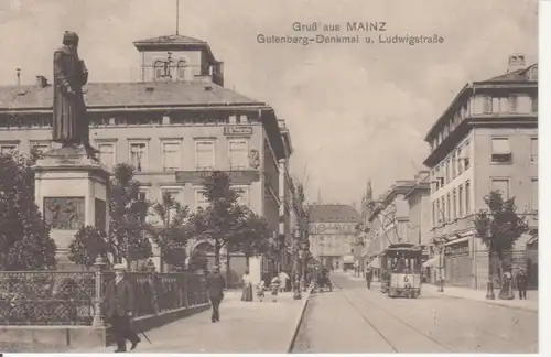 Mainz Ludwigstraße mit Denkmal gl1918 94.561