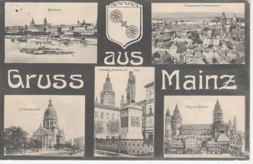 Mainz Teilansichten Panorama gl1908 94.581