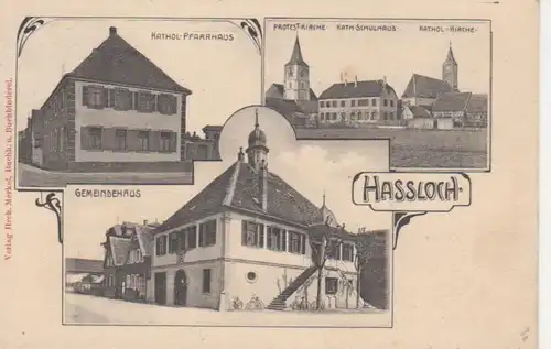 Haßloch Gemeindehaus Pfarrhaus Schule gl1910 93.348