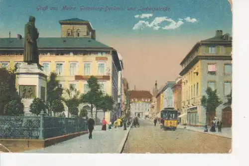 Mainz Ludwigstraße mit Denkmal feldpgl1918 94.567