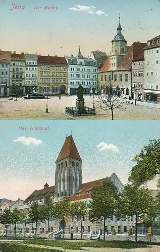 Jena Markt und Volksbad gl1915 125.293