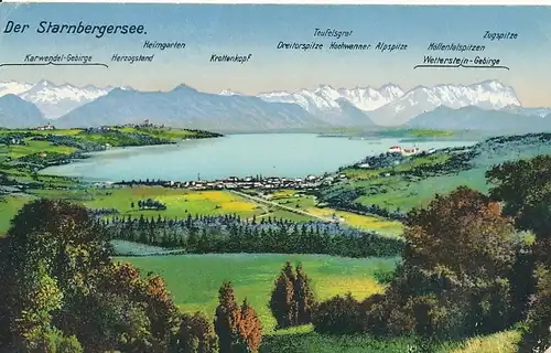 Starnberger See Panorama mit Gebirgskette ngl 120.175