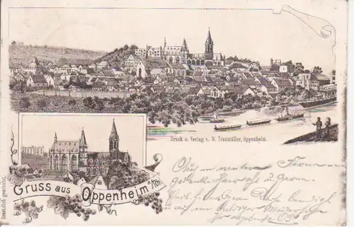 Oppenheim a.R. Litho Kirche Panorama bahnpgl1897 94.682