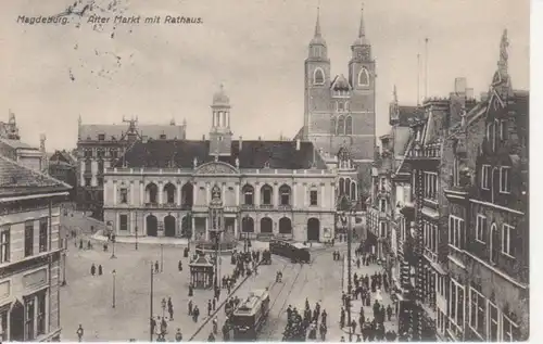 Magdeburg Alter Markt mit Rathaus gl1909 95.600