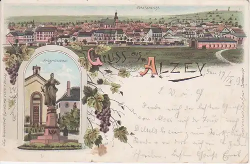 Alzey Litho Denkmal Panorama gl1899 94.720