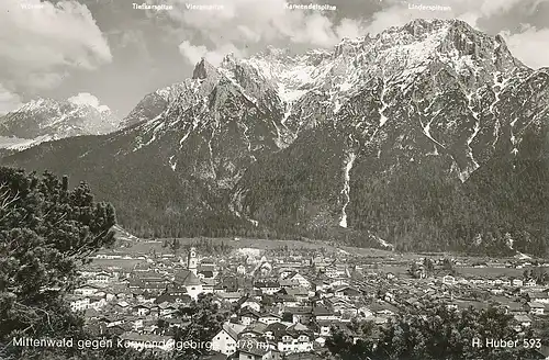 Mittenwald Panorama mit Karwendel gl1959 126.117