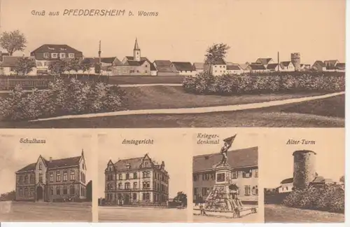 Pfeddersheim/Worms Schule Gericht Panorama ngl 94.770
