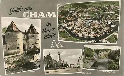 Cham Biertor Marktplatz See Panorama ngl 120.780