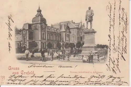 Krefeld Bismarckdenkmal und Kreisamt gl1898 98.617