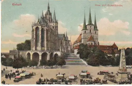 Erfurt Markttreiben Dom u.Severikirche gl1907 B6635
