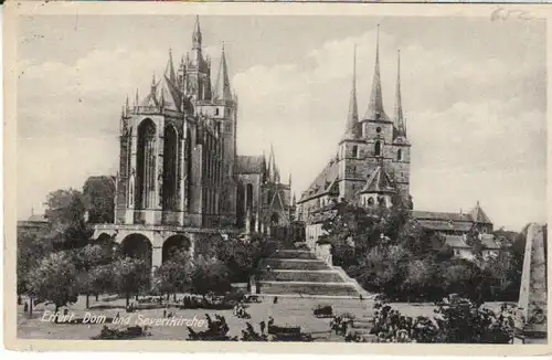 Erfurt Markttreiben Dom u.Severikirche gl1930 B6628