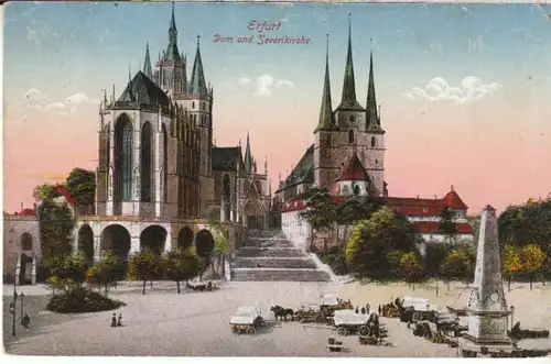 Erfurt Markttreiben Dom u.Severikirche gl1921 B6630