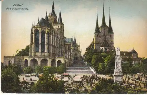 Erfurt Markttreiben Dom u.Severikirche ngl B6633