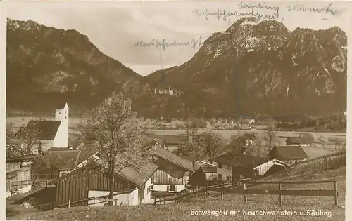 Schwangau mit Neuschwanstein und Säuling gl1928 123.323