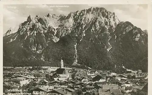 Mittenwald Panorama mit Karwendel gl1938 125.994