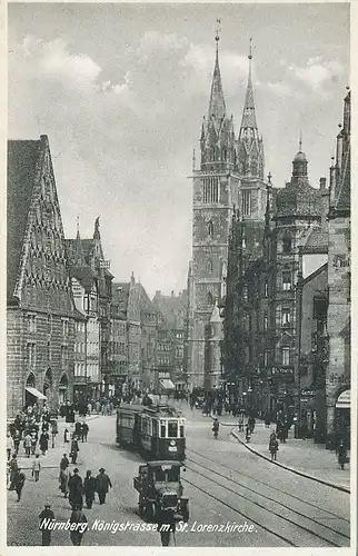 Nürnberg Königstraße mit Lorenzkirche ngl 124.550